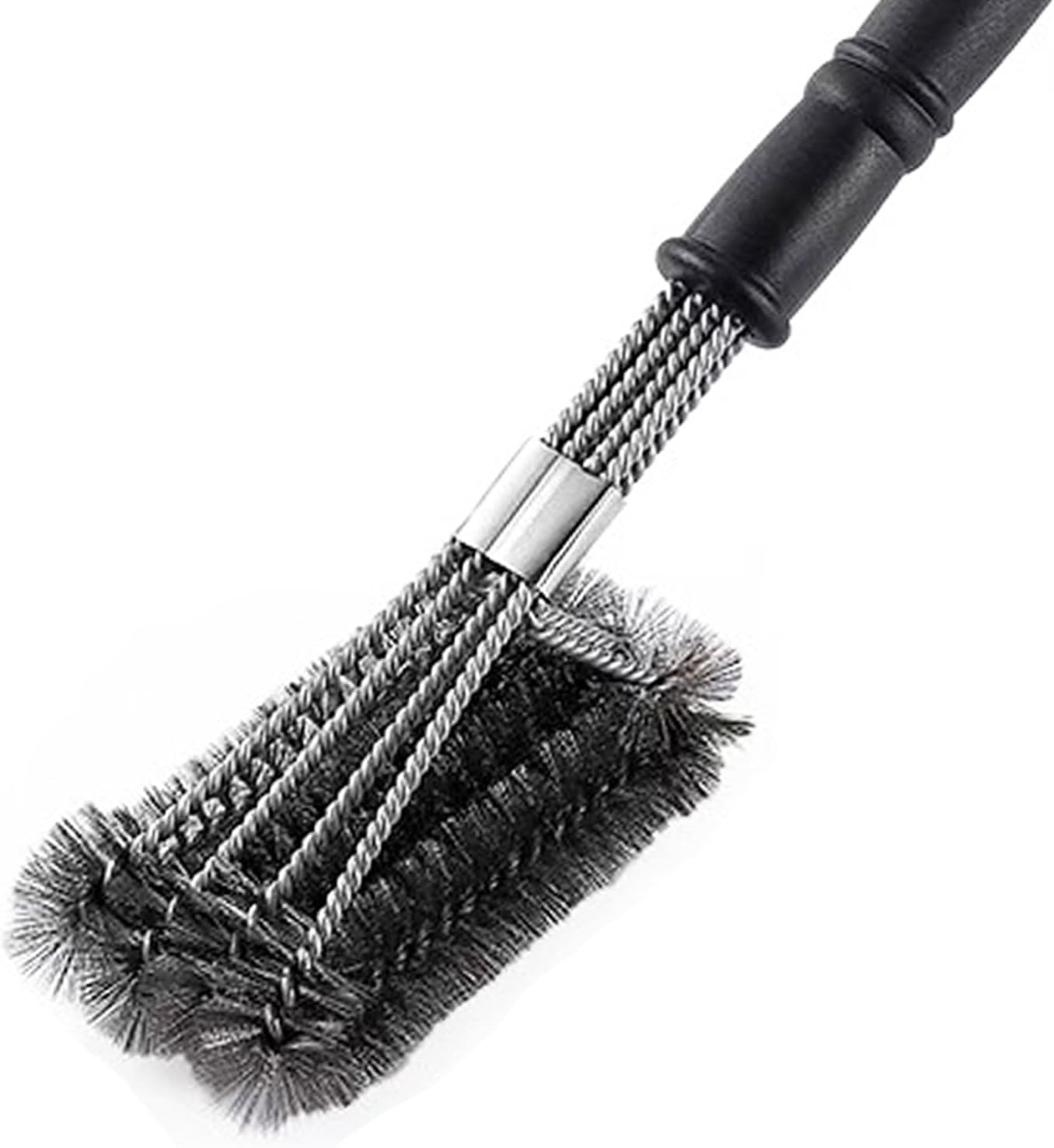 Szczotka do czyszczenia grilla z 4 rzędami spiralnych metalowych włosi, odpowiednia do grilli gazowych, węglowych i elektrycznych