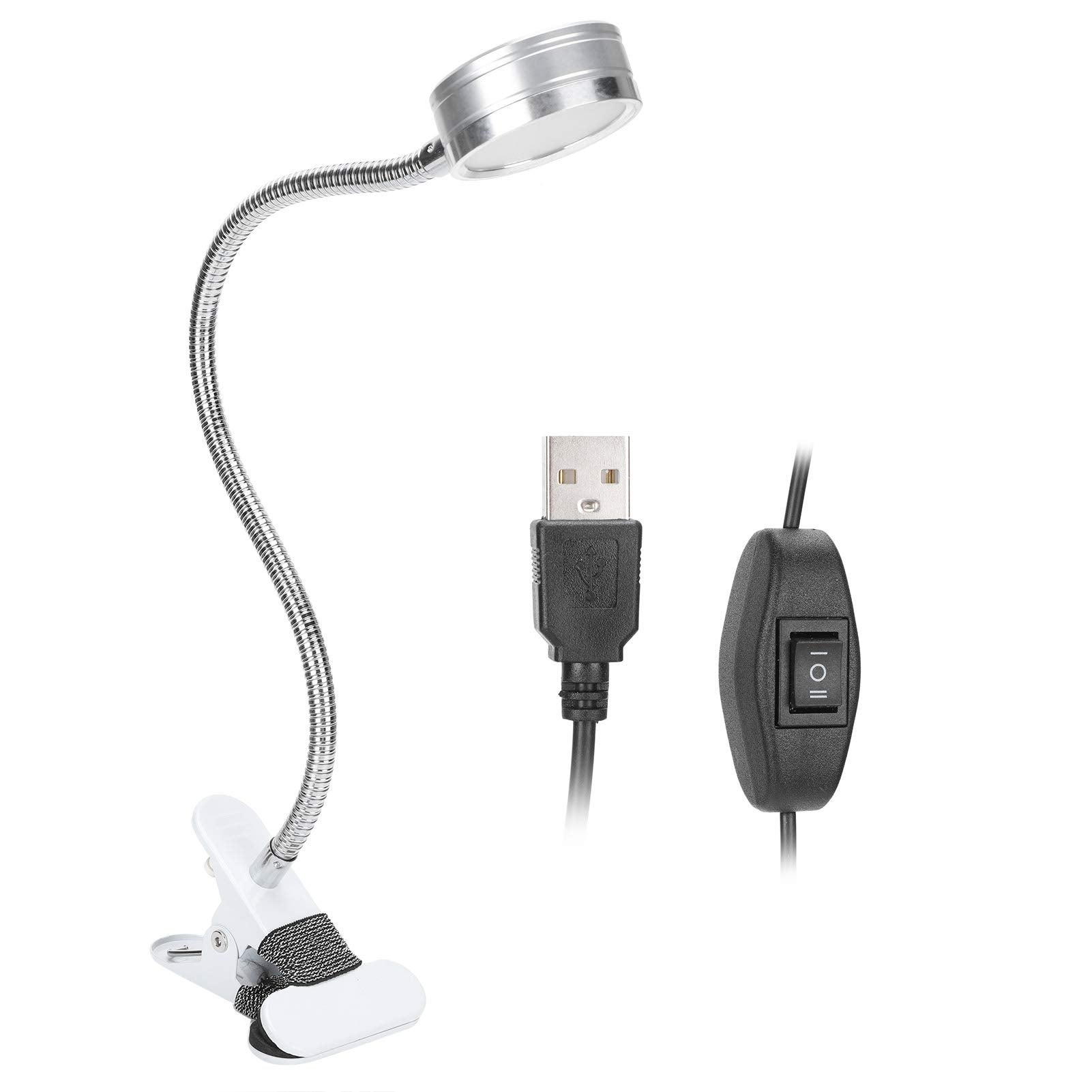 Ciepła i zimna lampa zaciskowa USB, regulowana temperatura barwowa, giętka szyjka do czytania i nauki, aluminiowa