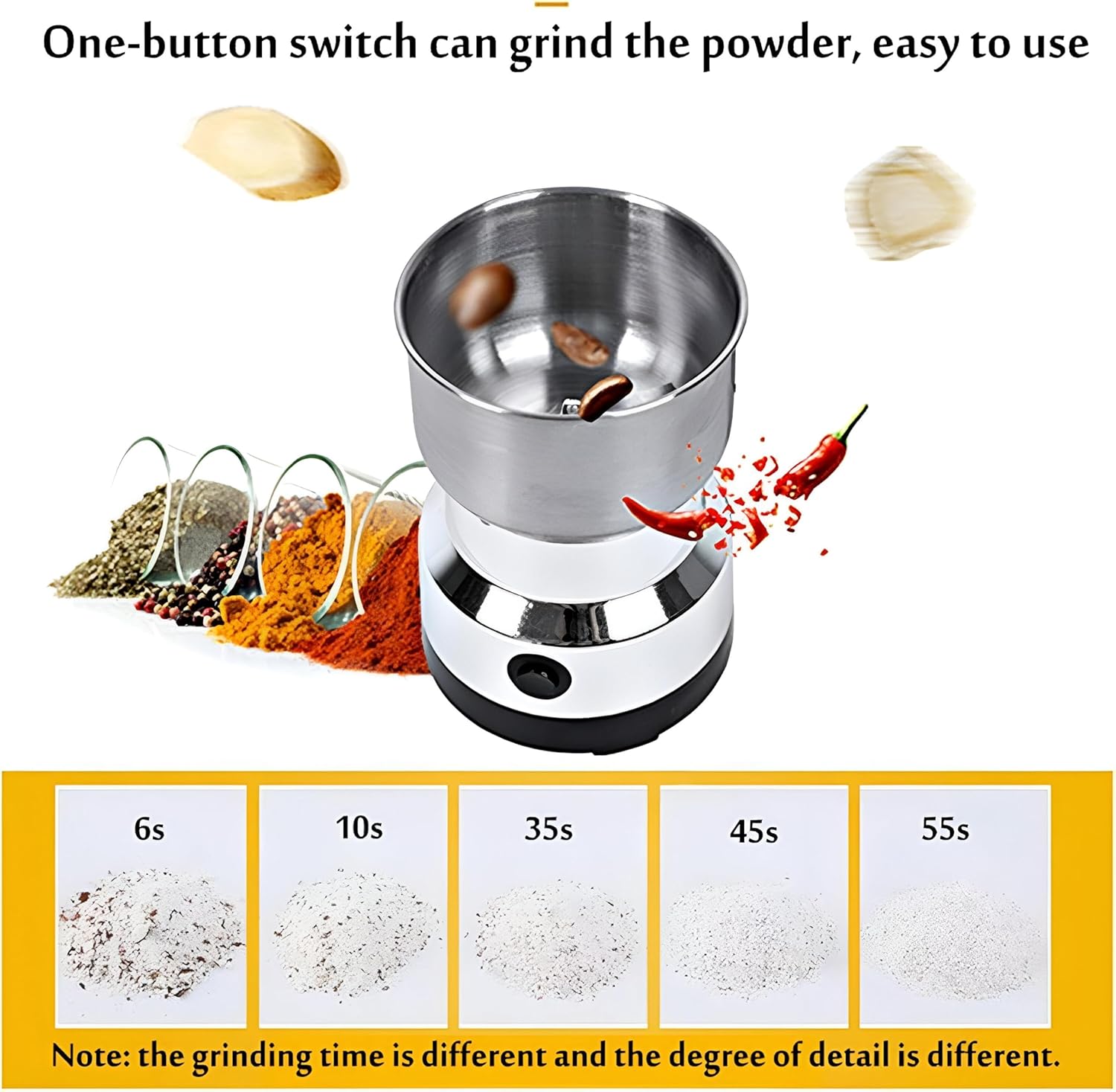 Moulin à café électrique - Moulin à épices - Moulin portable en acier inoxydable avec quatre lames pour grains de café, épices et herbes diverses - 4