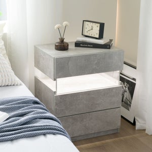 Comodino sospeso da parete con luce LED intelligente e cassetto, moderno comodino intelligente per camera da letto