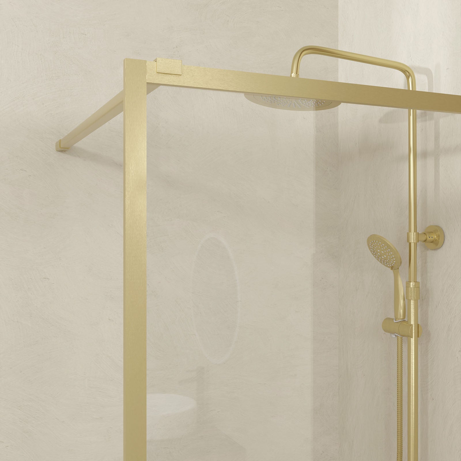 Paroi de douche 120x200 cm - Cadre et bras aluminium Or Doré Brossé - GOLDY CONTOURING - 9