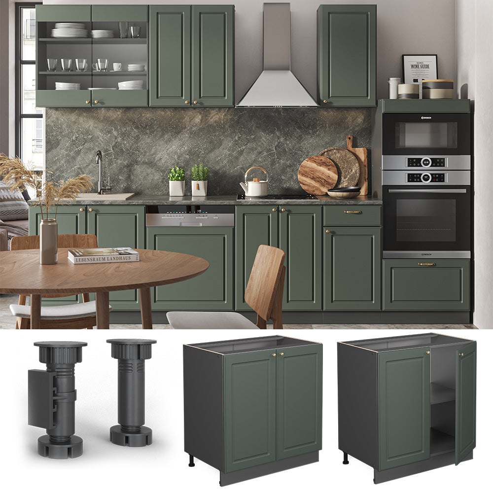 Vicco Meuble bas sous-évier Fame-Line, Vert Or Campagne, 80cm avec étagère, PT Anthracite - 2