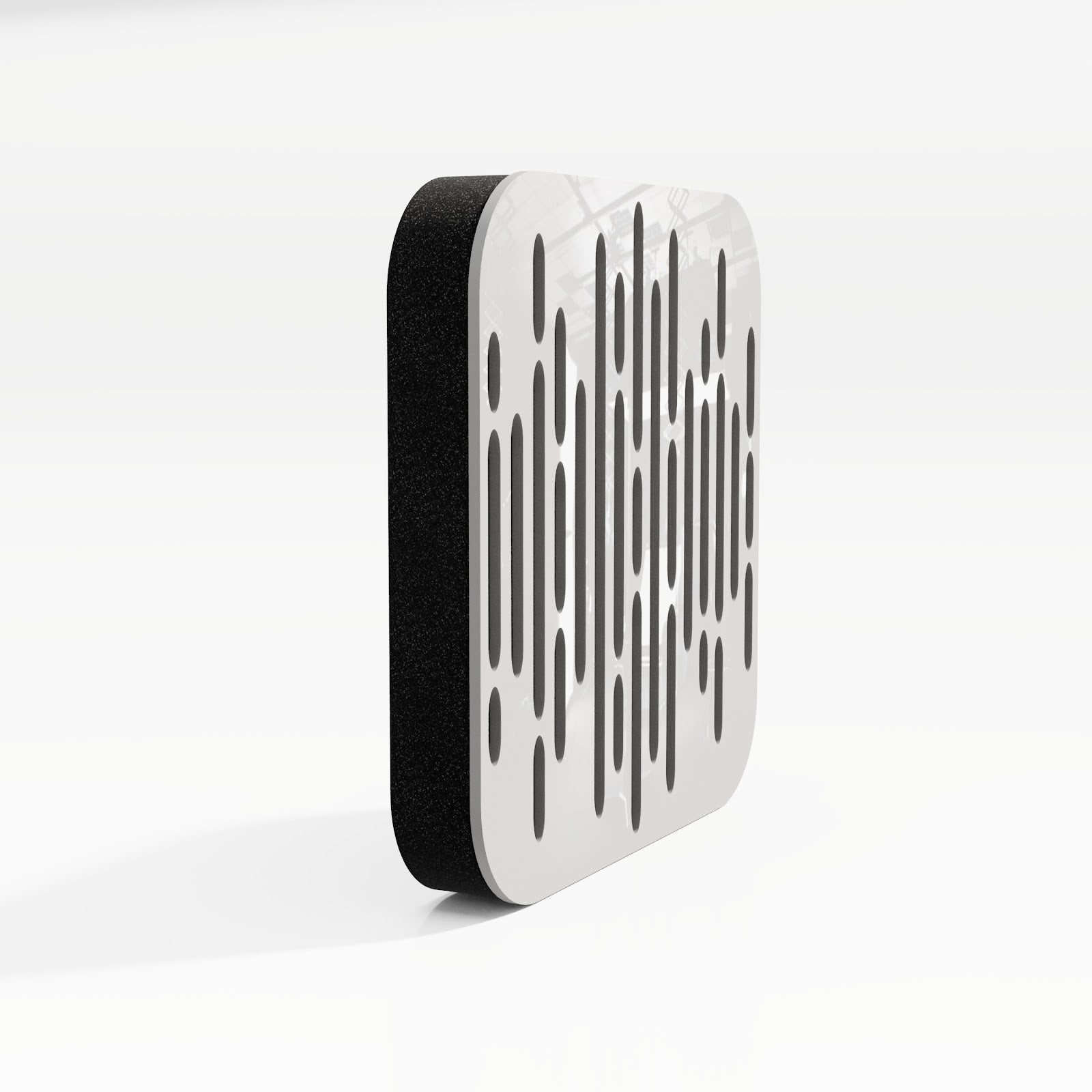 Lot de 8 Mini-Panneaux acoustiques insonorisants WAVE-D 23x23x3 cm - 0,42 m² surf.totale -Plastique perforé et mousse acoustique -Blanc brilliant - 3