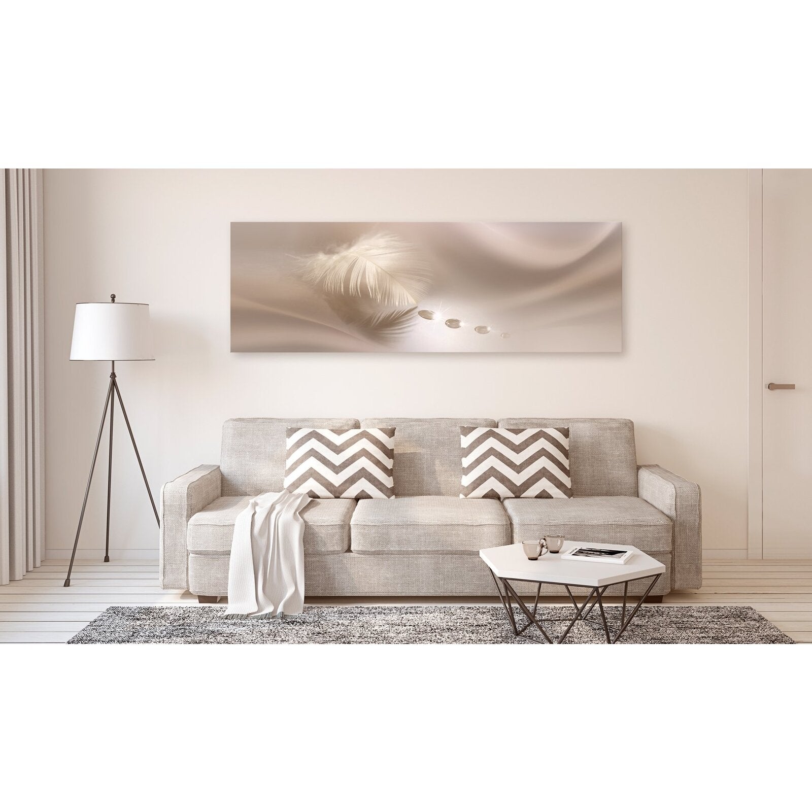 Tableau plume délicate - 120 x 40 cm - 2