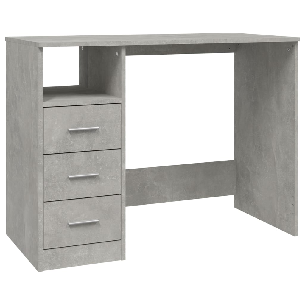 Bureau avec tiroirs Gris béton 102x50x76 Bois d'ingénierie - 2