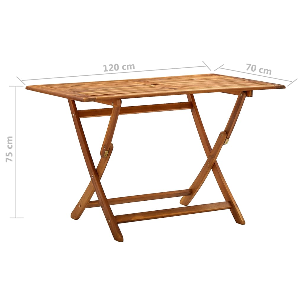 Table de jardin pliable 120x70x75 cm Bois d'acacia massif - 7