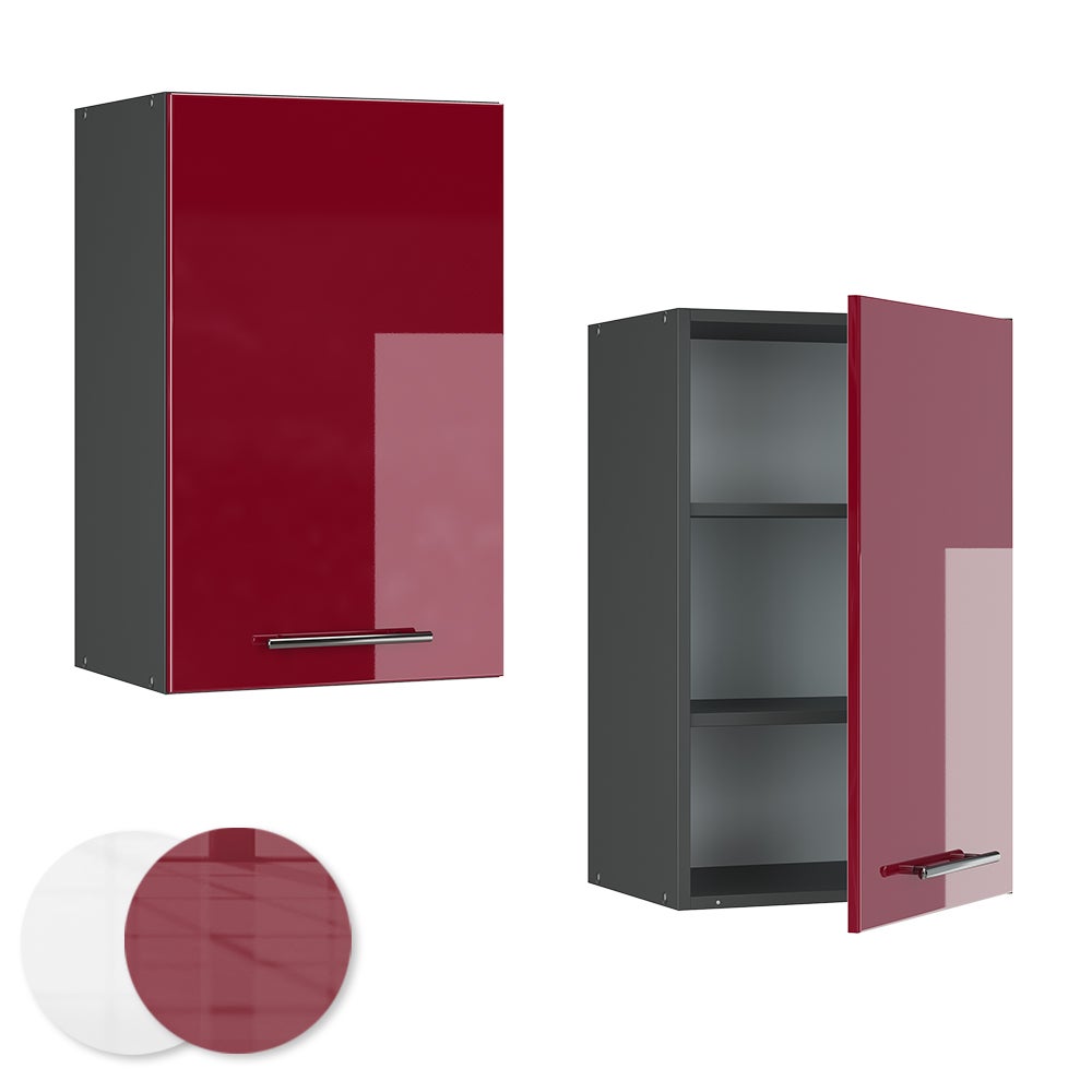 Vicco Elément haut de cuisine Fame-Line, Rouge bordeaux Haute brillance, 45cm - 5