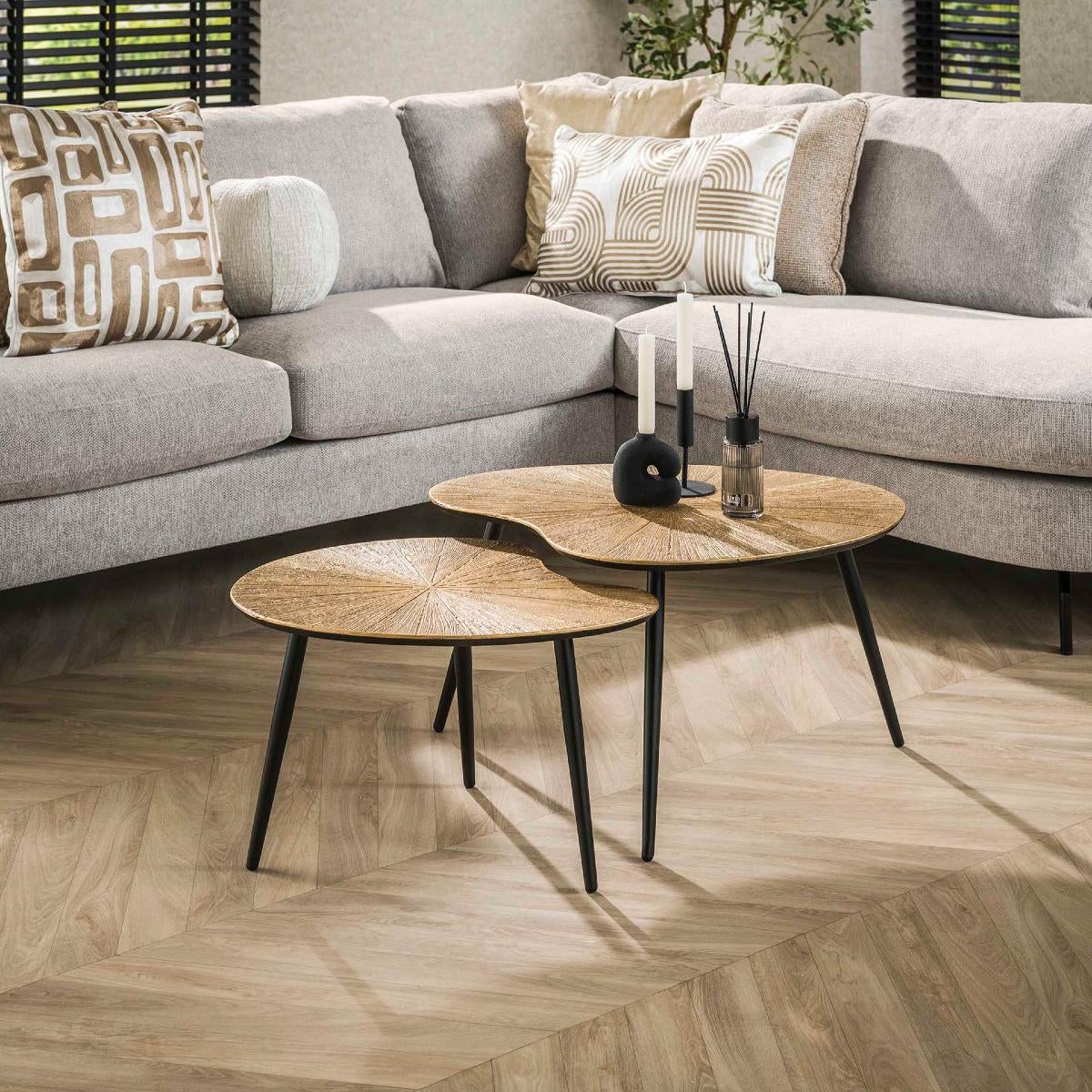 Table basse gigogne organique en métal doré YATO2 (lot de 2) - 3