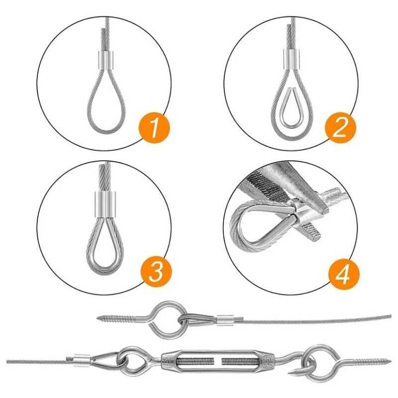Corde en acier inoxydable, corde suspendue en acier inoxydable, corde à linge extérieure, câble métallique extérieur (30M) - 5