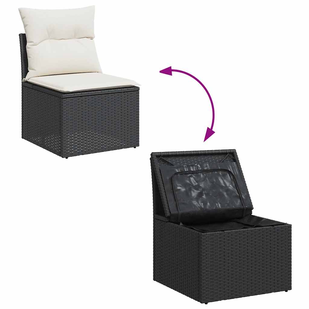 Conjunto de móveis de jardim de 5 peças e almofadas de vime sintético preto - COMFORTXL - 7