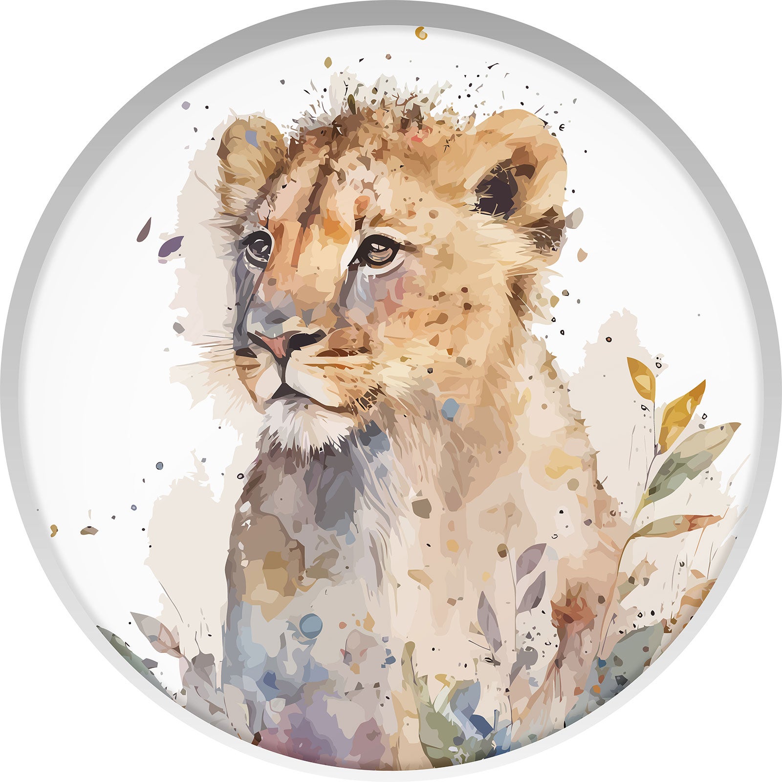 Stickers Trompe l'oeil Arche ronde Enfants - Lion - Diamètre 50 cm - 3