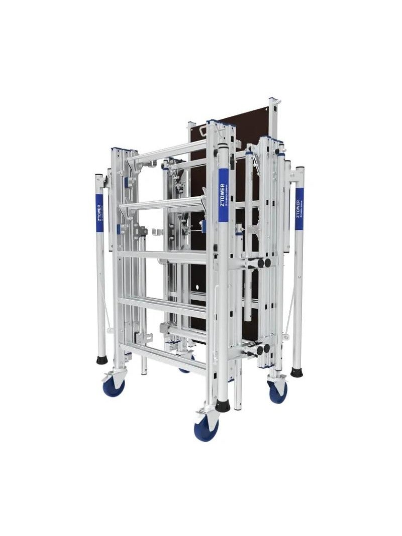 TUBESCA ECHAF - Échafaudage Roulant Aluminium Pliant Télescopique Z'Tower - Hauteur max 2,80m - L 1,87 x l 0,85 m - 3