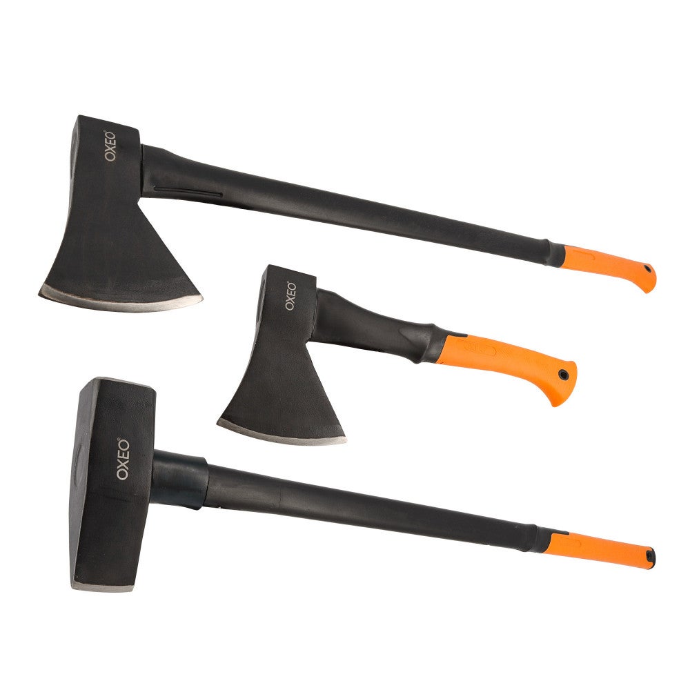 3 Fendeurs de bûches acier forgé manche trimatière - Hache 36cm et 87cm - Hache de fendage 91cm - 4.6kg - Poignée ergonomique - 5