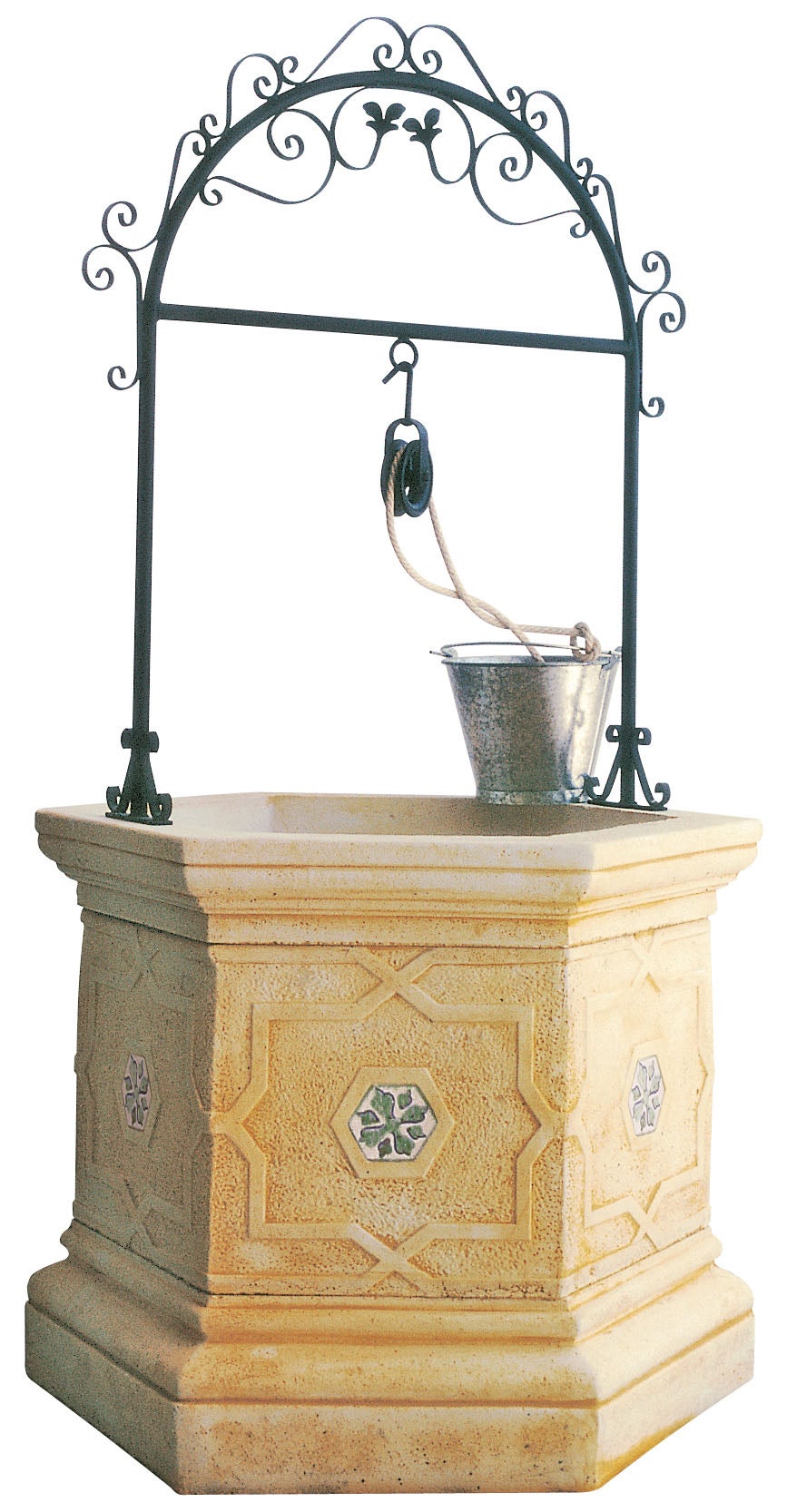 Fontaine De Jardin Murale Vintage Style Renaissance - En Fonte D'aluminium, Couleur Blanc Et Vert Patiné - Décoration Extérieure