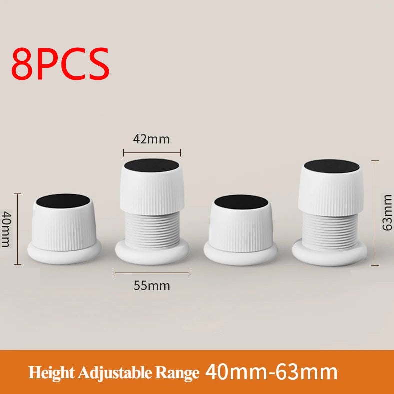 Rehausseurs de lit réglables pour meubles, hauteur 40-65mm, plastique antidérapant Durable, pour canapé, lit, Table (blanc), 8 pièces - 3