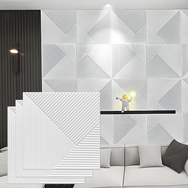 Akustyczny Panel Ścienny Zestaw sztuk Ognioodporny Odporny na Wilgoć Odporny na Plamy Dekoracja i Izolacja Studia Biały Bez podkładu samoprzylepnego