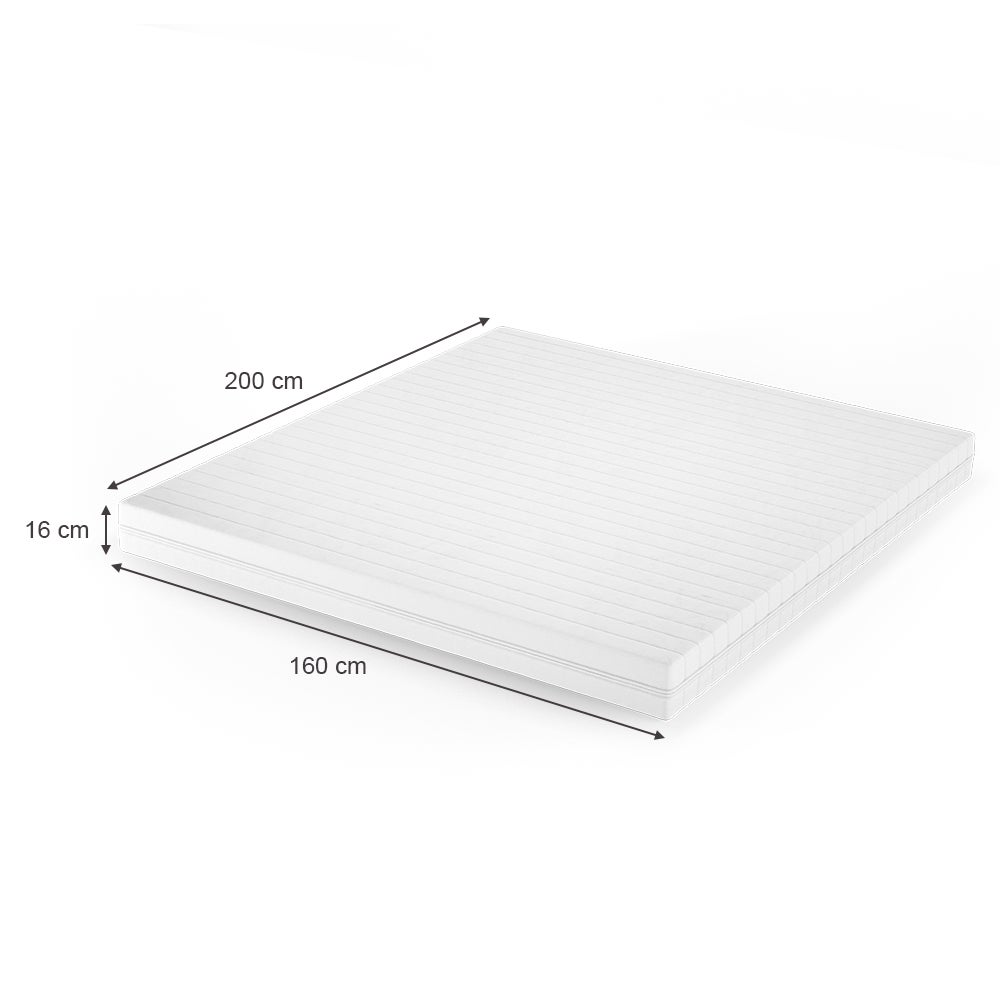 Vitalispa Materac z zimną pianką , Biały, 160 x 200 cm H3 stopień twardości, 7 stref