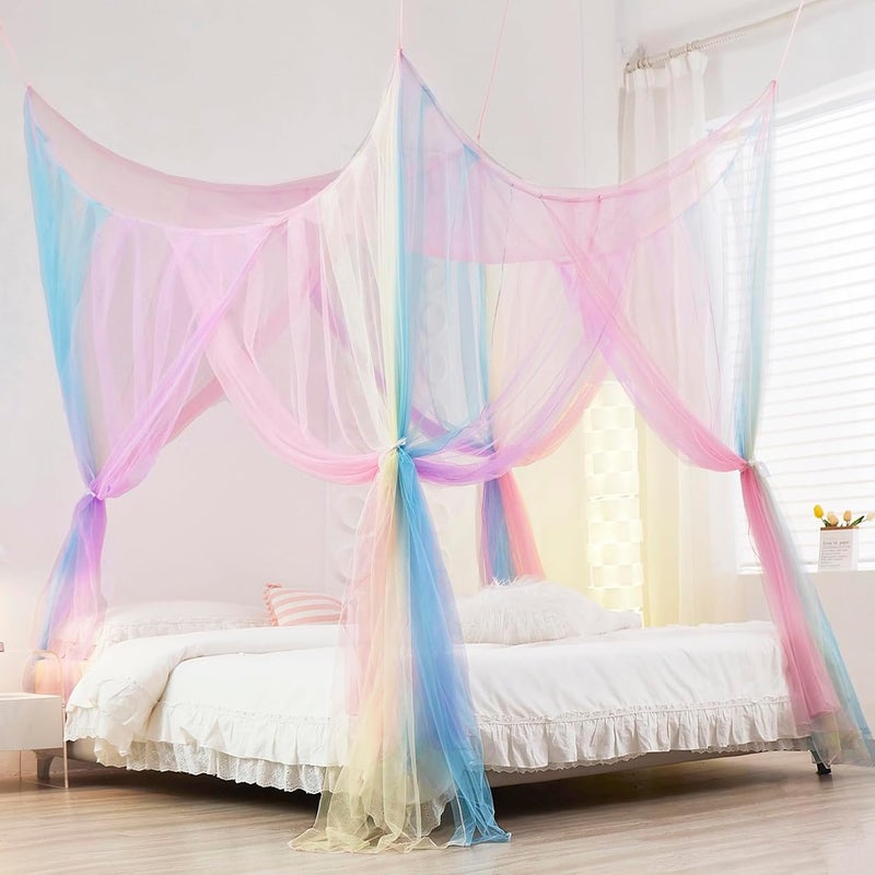 Moskitiera, odpowiednia do dużego łóżka, łóżka podwójnego, do użytku wewnątrz i na zewnątrz, wielokolorowa, 190*210*240 cm