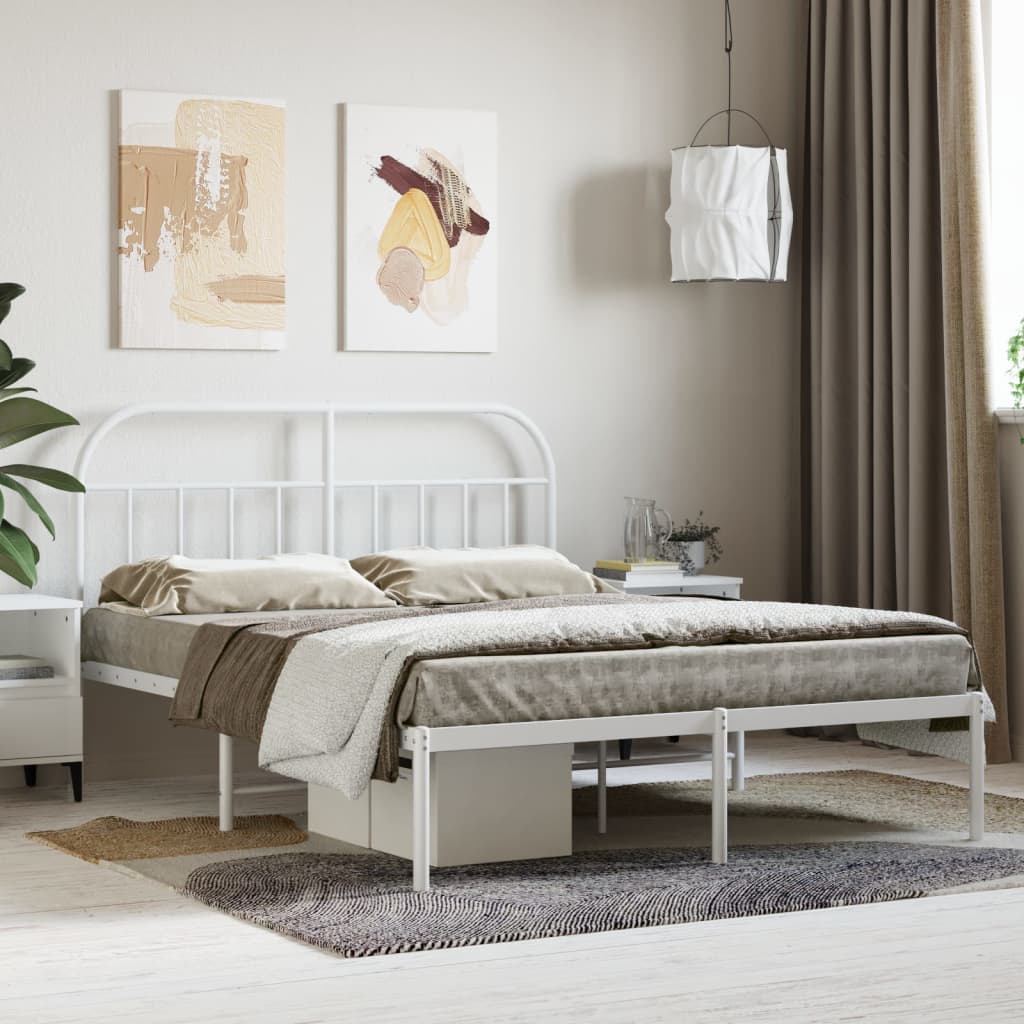 ZHU Cadre de lit avec tête de lit blanc 140x190 cm bois massif A3193577