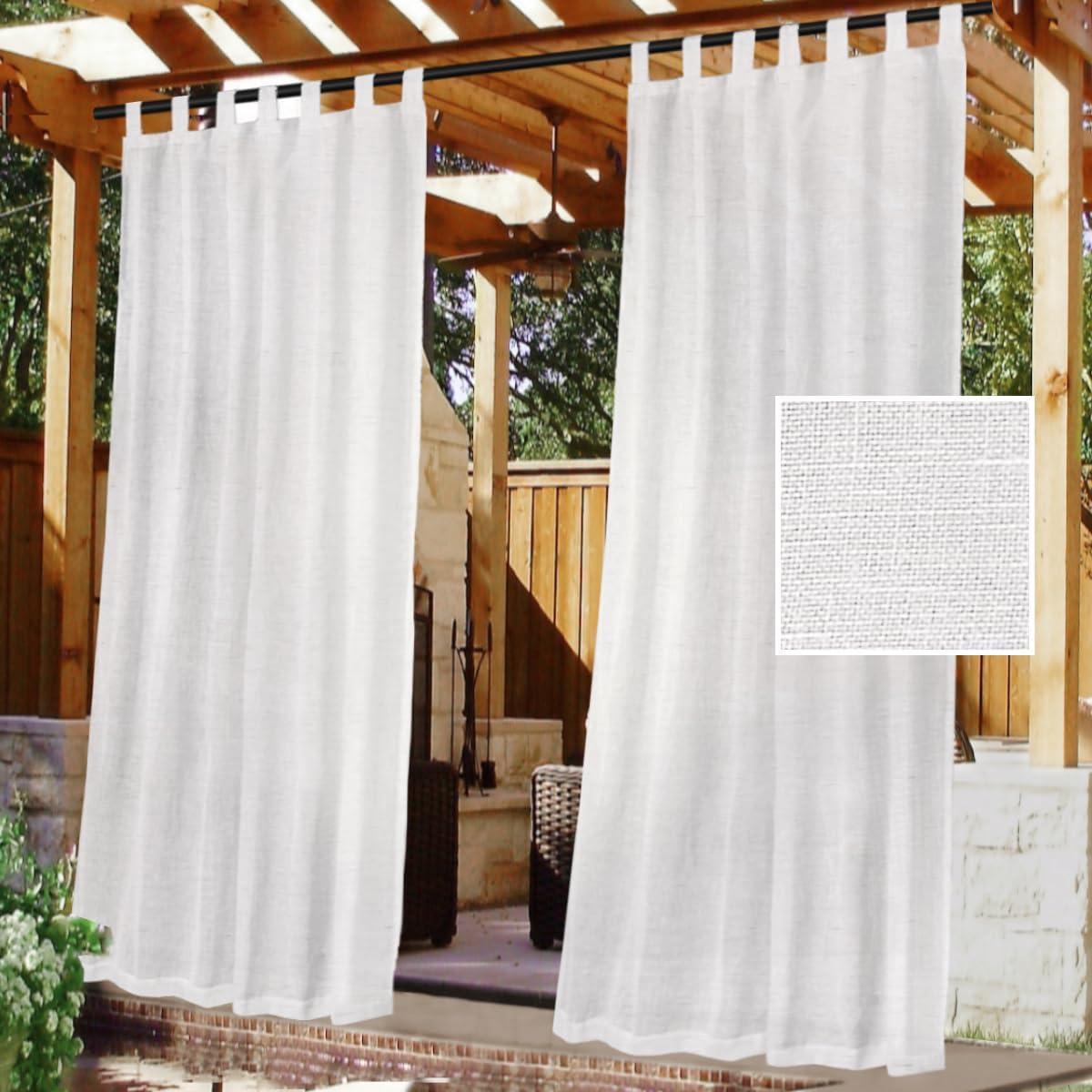 Zestaw dwóch wodoodpornych zasłon zewnętrznych, wys. 240 cm x szer. 132 cm - zapięcie na rzep, ochrona UV, odpowiednie do altan, tarasów i patio, kol