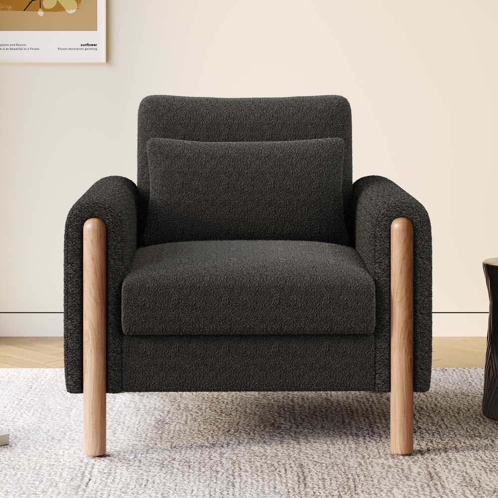Fauteuil Moderne en Velours Teddy avec Coussins Épais, Confort Optimal et Structure Solide – Système de Protection Anti-rayures et Design Élégant - 2