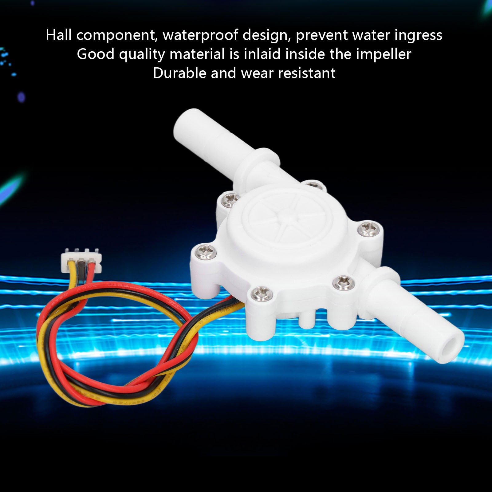 Sensore di flusso ad effetto Hall Interruttore dell'acqua Misuratore di portata del fluido DC3.5-24V 0.3-10L/min 25cm 180 gradi G3/8 - 9