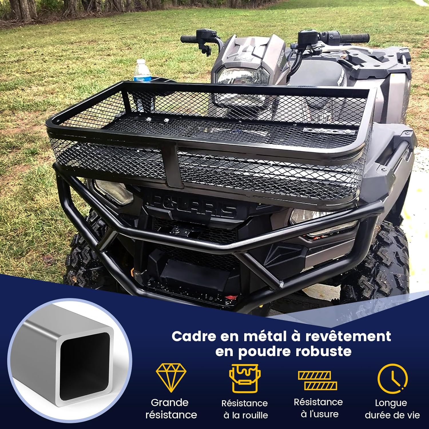 Cestino Portaoggetti Anteriore per ATV, Cestino Portapacchi Anteriore Resistente con Telaio in Metallo a Maglie, Cestino Portaoggetti per Acce - 6