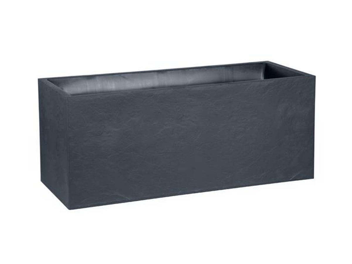 Jardinière rectangulaire Volcania effet pierre 99,5 x 39,5 x 43,5 cm - Gris anthracite - Eda - 2