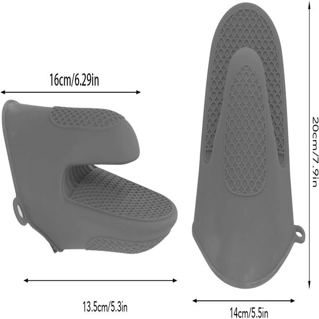Set Di 2 Presine Da Forno In Silicone Grigio - Antiscivolo, Resistenti Al Calore, Morbide E Durevoli, Dimensioni 20x14 Cm