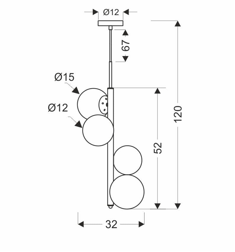 Lampa wisząca Cordel mosiądz-biała 4xG9x28W wym: 120 x 32 x 28 cm szkło Candellux - 4