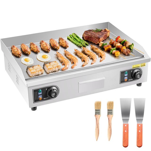 Plancha électrique professionnelle VEVOR, plaque 65,5 x 40 cm, 4000 W, 50-300 °C, sans prise, raccordement requis