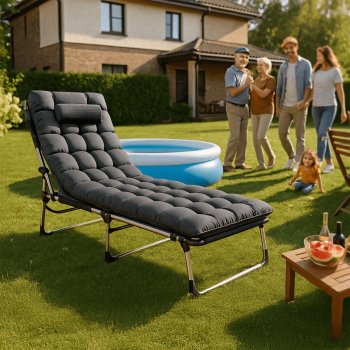 Łóżko Składane Turystyczne Polowe Leżak Do Spania Leżanka Szary VENUS - 2