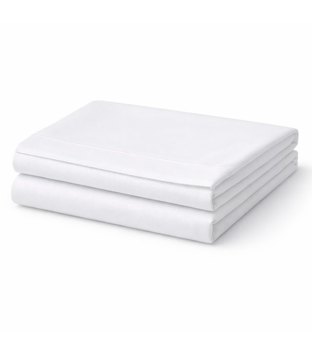 Drap Plat Hôtel en Popeline 100 % Coton 300 Fils 5 u. Lit 180/200 (280x290) Blancs