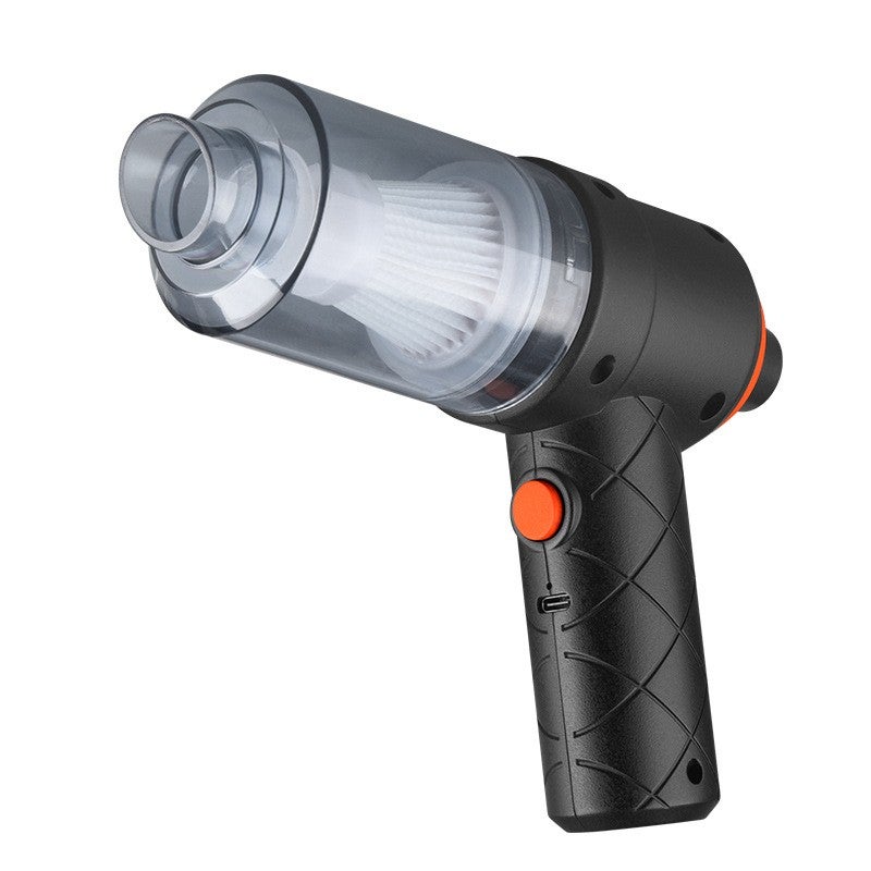 Aspirator portabil fara fir Flippy tip pistol 2 in 1, suflare si aspirare, USB, negru