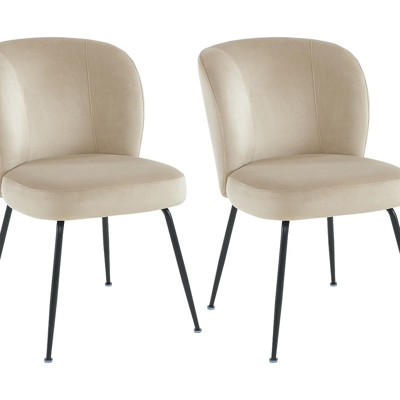 Zestaw 2 krzeseł z weluru i metalu – kolor beżowy – POLPONA marki Pascal MORABITO