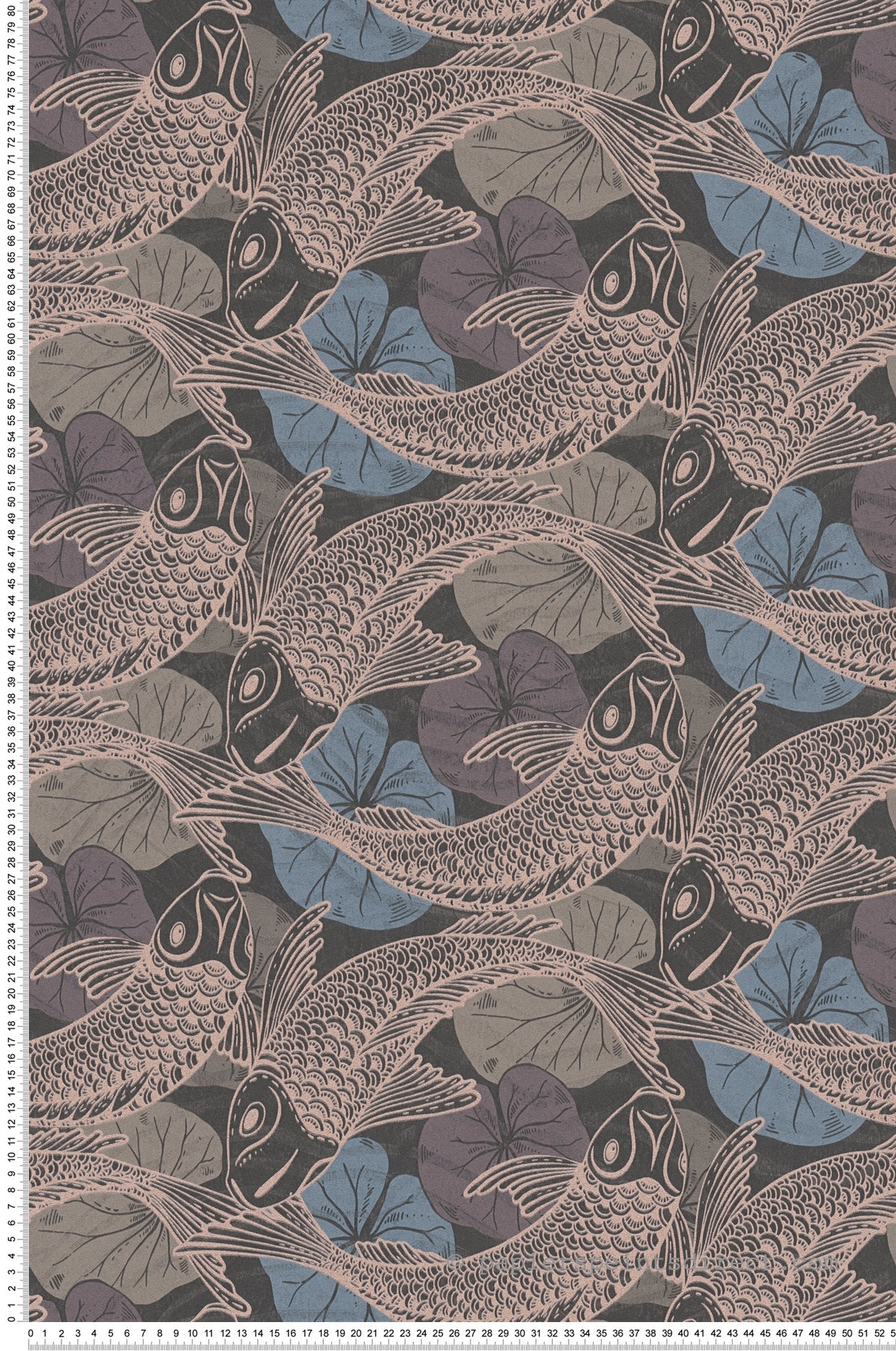 Papel pintado con dibujos de nenúfares y peces beige papel pintado decorativo estilo oriental papel pintado moderno para sala de estar