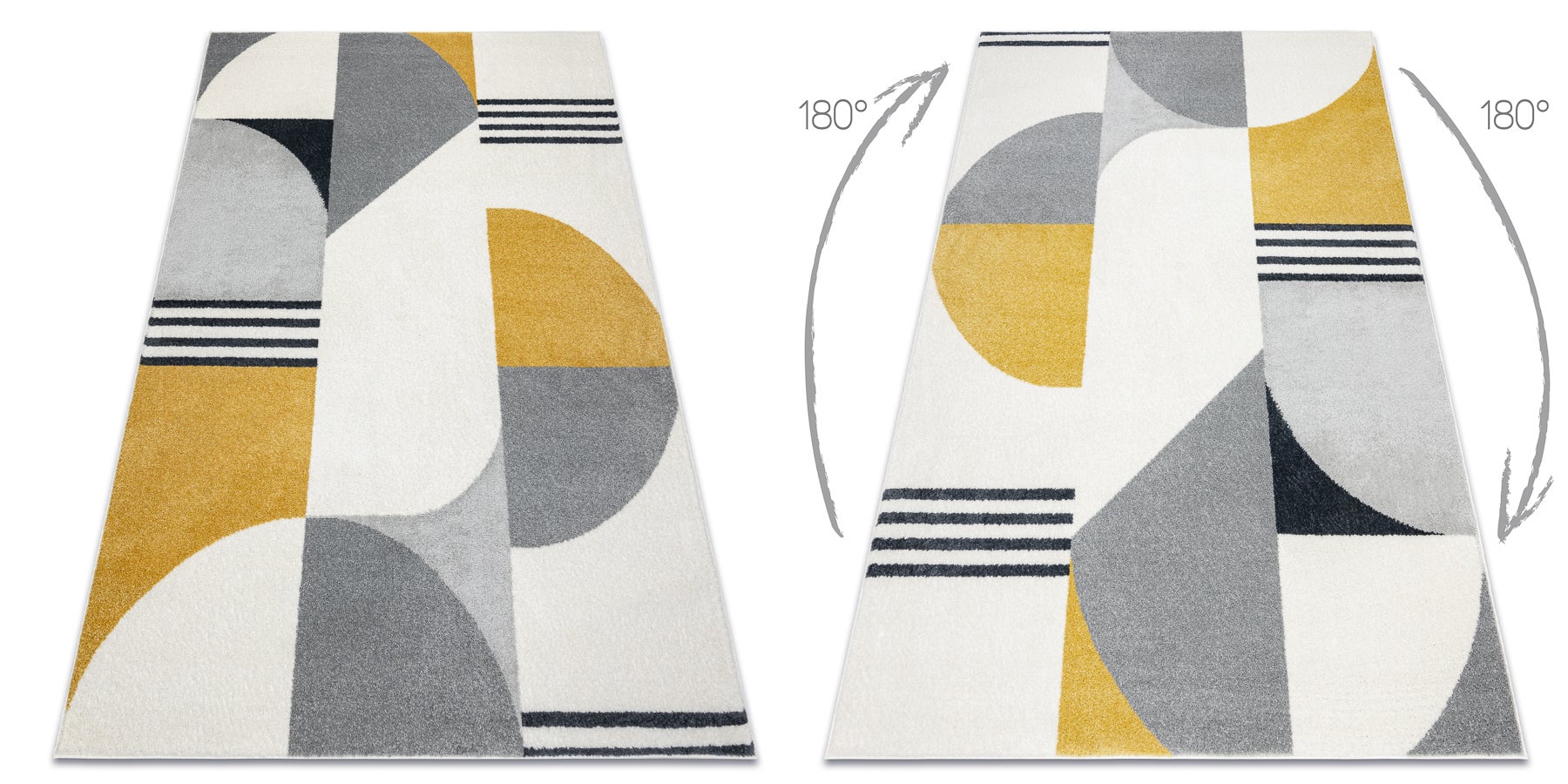Dywan FUSION 1327 biały / ciemny szary / złoty - Geometryczny, nowoczesny, abstrakcyjny 120x170 cm - 3