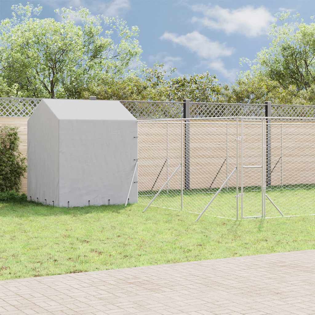 Kojec dla psa, z dachem, srebrny, 10x6x2,5m, stal galwanizowana vidaXL