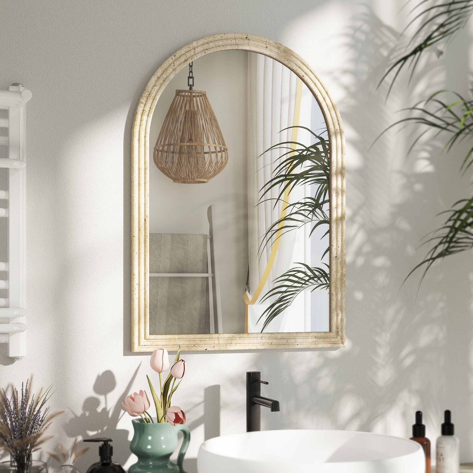 Homcom Espejo De Pared Poliestireno, Vidrio Templado 60X2x90 Cm 83C-158V01bg Beige , Leroy Merlin