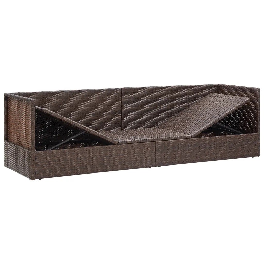 vidaXL Espreguiçadeira jardim c/ almofadão+almofadas vime PE castanho - 4