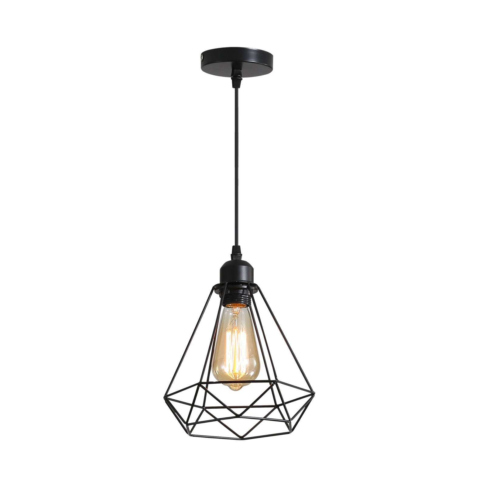 GOECO Industrialna Lampa Wisząca E27 Czarna Lampa Sufitowa Industrialna Maksymalna 60W Kreatywny Design Klatki z żelaza Czarny Żyrandol do Jadalni