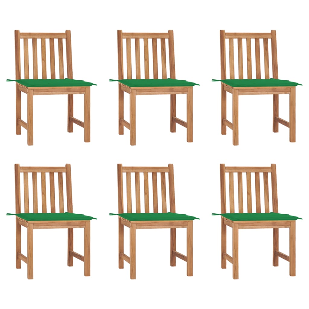 Chaises de jardin 6 pcs avec coussins Bois de teck massif - 2