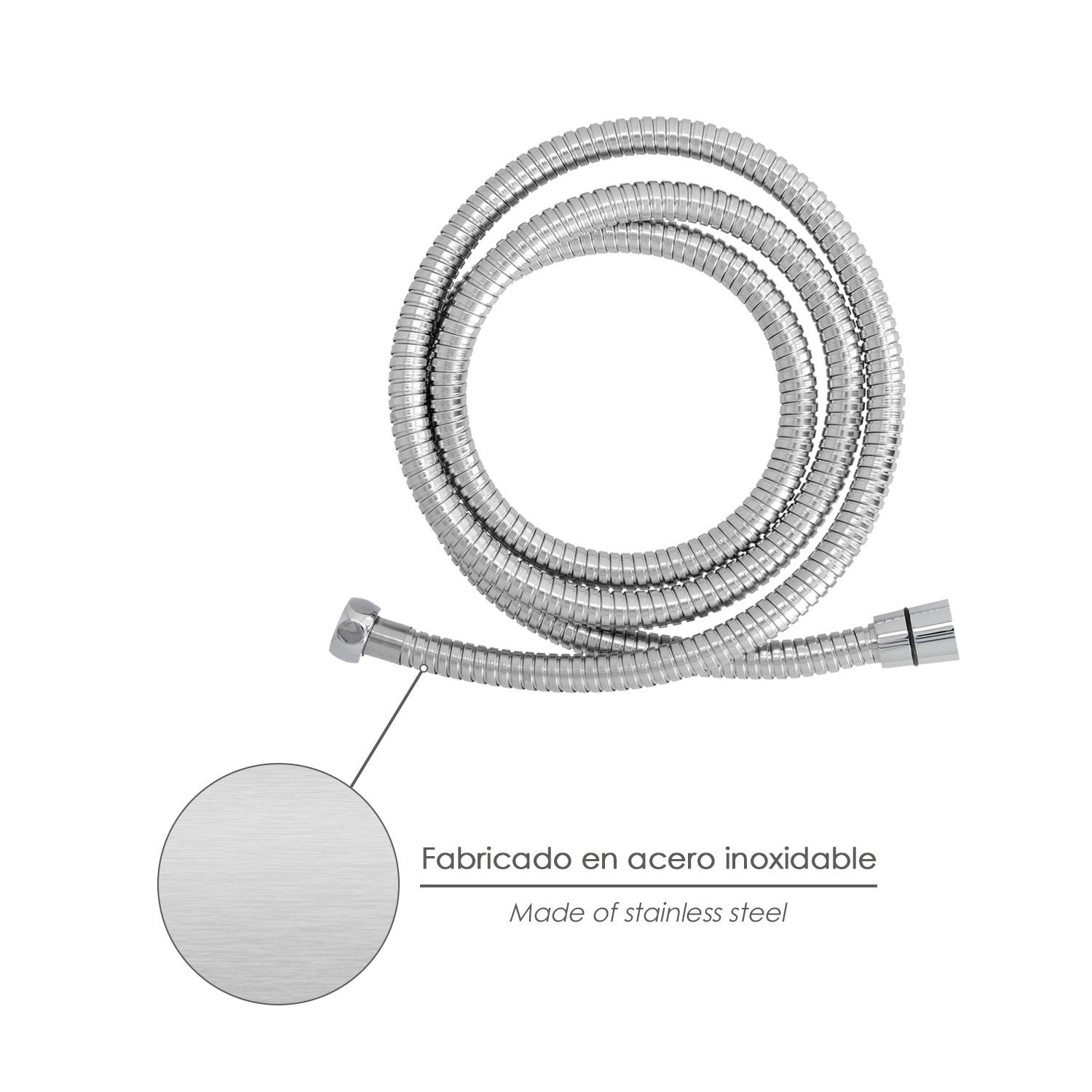 Flexo / Manguera Ducha Extensible Acero Inoxidable 1,7 a 2 Metros Accesorios de Latón. Flexible, Resistente a Torceduras, - 4