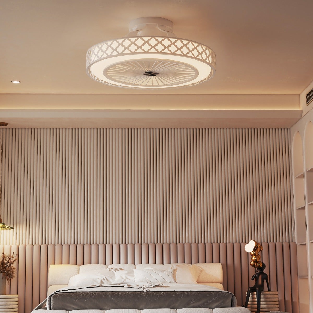 Ventilatore da soffitto con motore DC corrente continua 40W cm.112 luce LED VINCO 70952 con telecomando - https