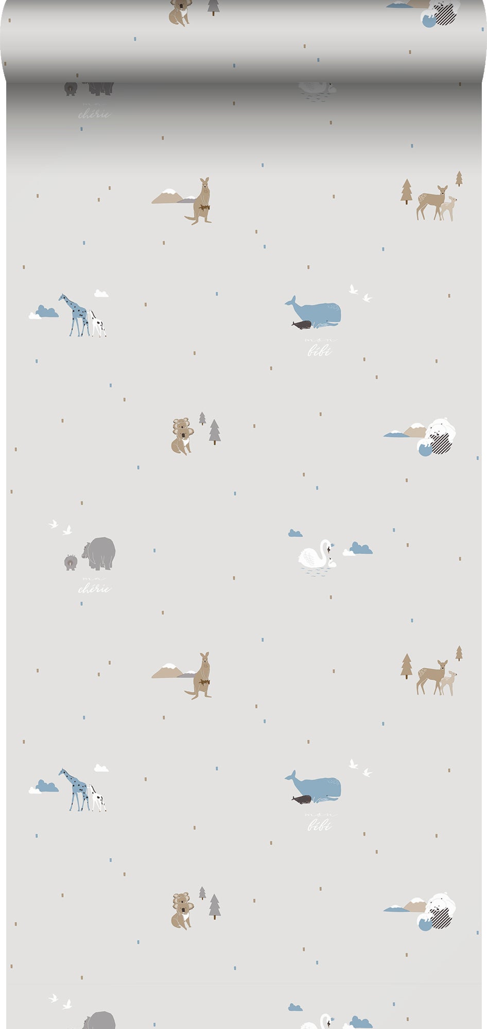 Tapeta Zwierząt szarym - 53 cm x 10 m - SANDERS &amp; SANDERS