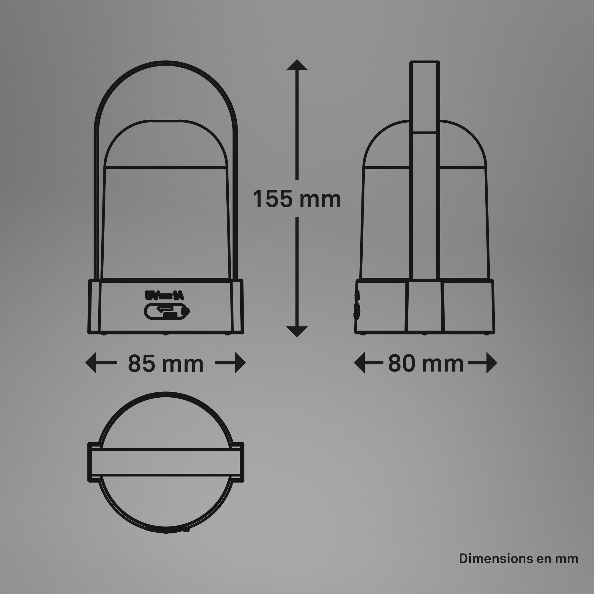 Lampe LED rechargeable avec variateur tactile - niveaux, USB-C, LED 1W 70lm, lumière chaude 3.000K, IP44, 90x80x155mm, portable - Briloner - 9