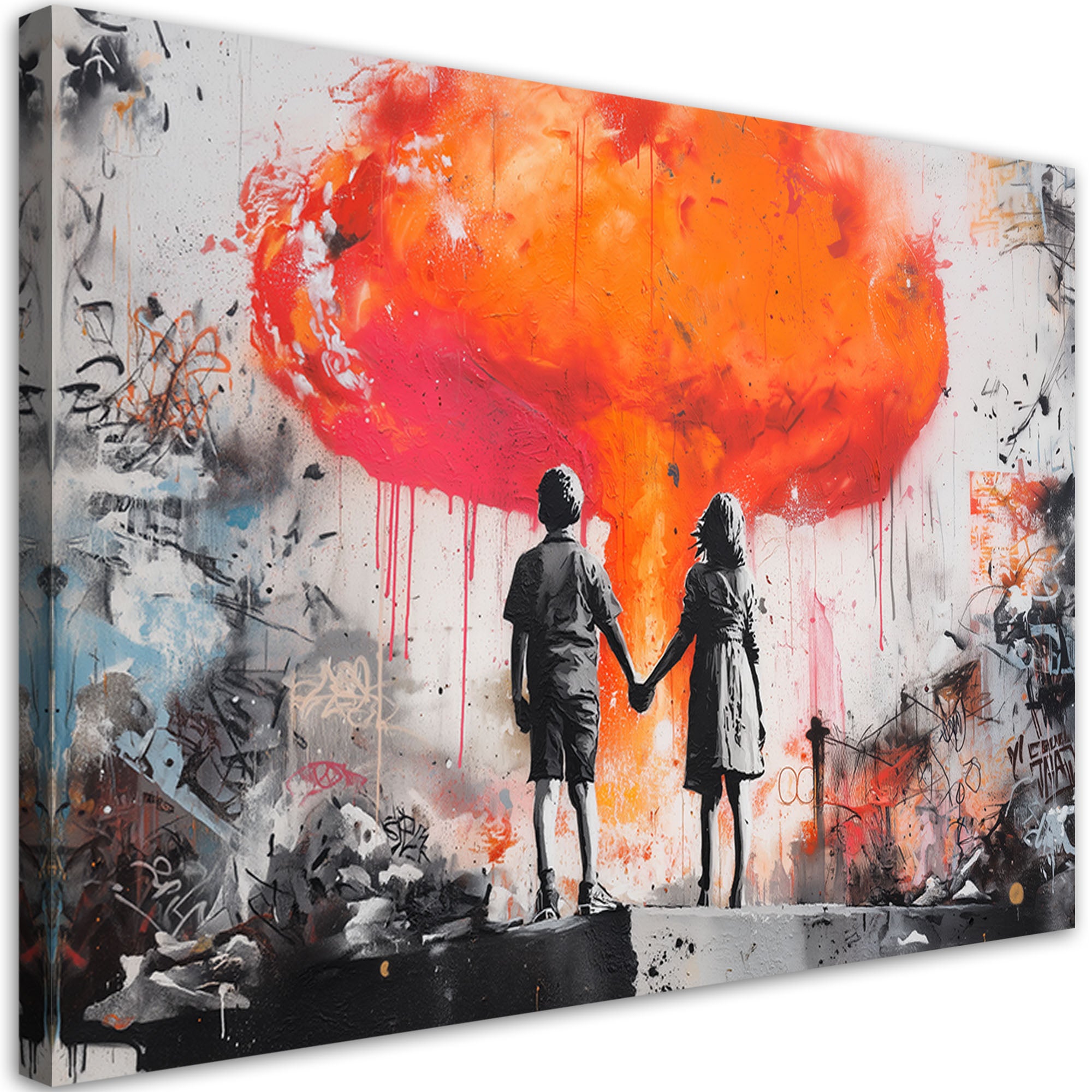 Obraz na płótnie, Zakochana para Street Art 60x40