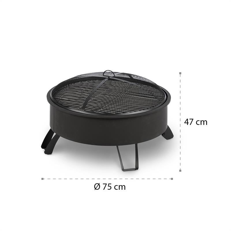 BLUMFELDT Oreos Braséro de jardin Ø75 cm pare étincelles Ø 68cm grille acier Noir - 9