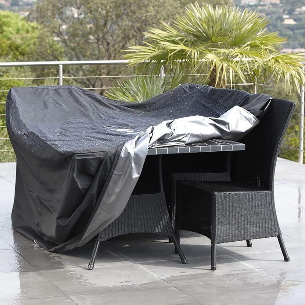 Housse de Salon Table Rectangulaire Oxford pour Meubles de Jardin UV Protection (Noir)-150*130*90CM - 4