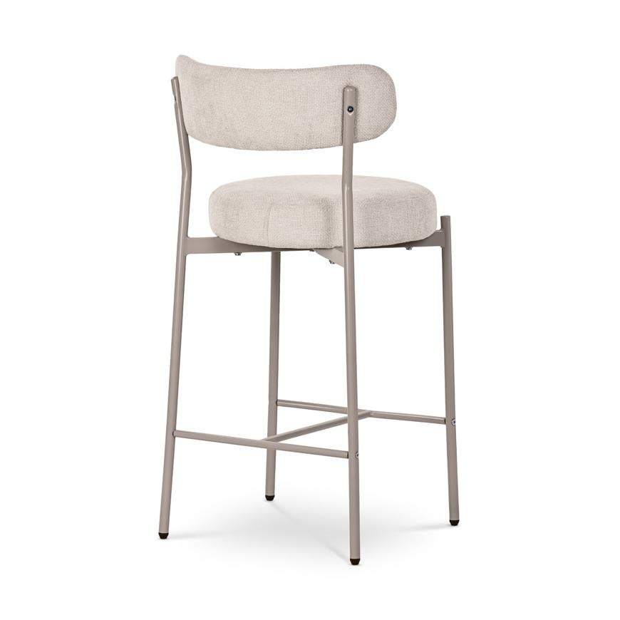 Juego de 2 taburetes de bar GABY color beige en chenilla de estilo contemporáneo - 8
